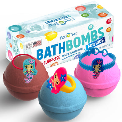 Handmade Bath Bombs Set for Boys & Girls With Mermaid Inside