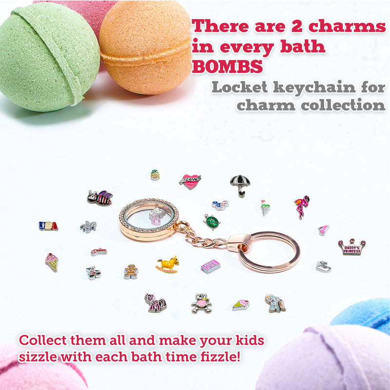 Multicolored Extra Large Bath Bombs for Girls With Keychain & Charms